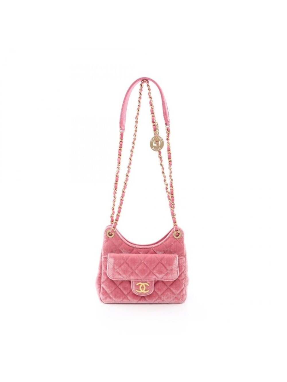 Chanel Shoulder Bag Quilted Small Hobo Pink Fabric Leather